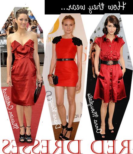 Hur man shoppa en röd klänning. sätta i svart bälte.